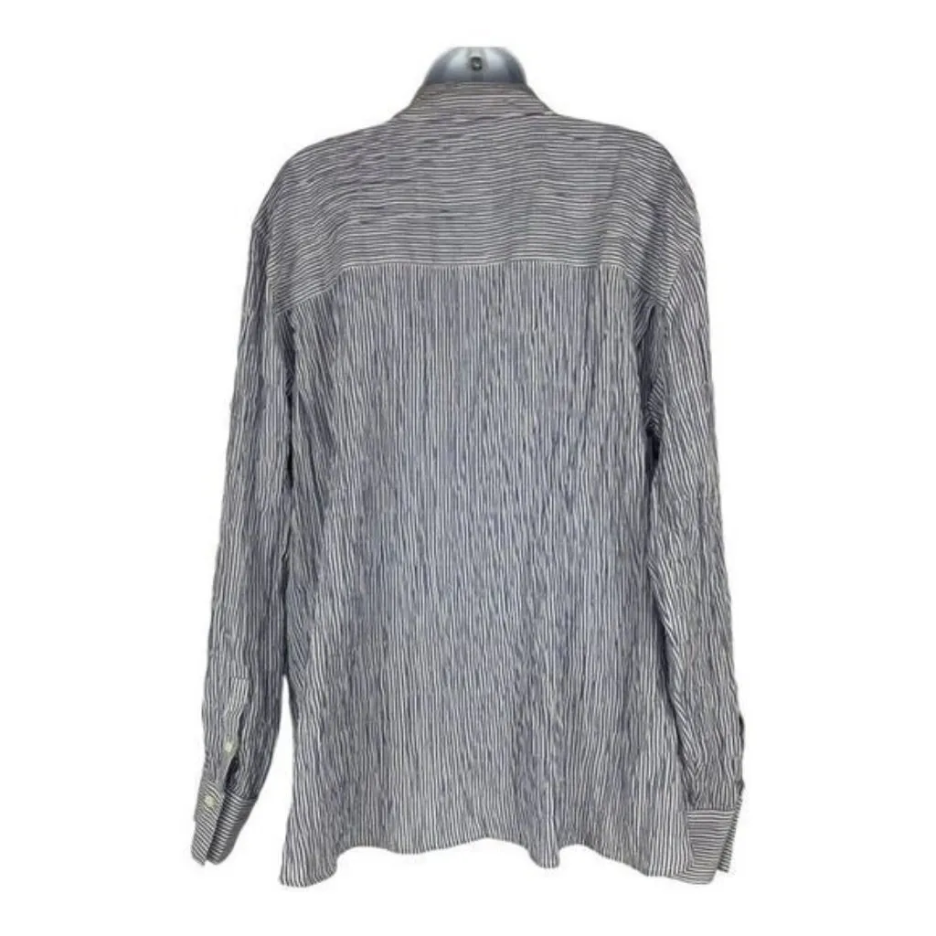 Treasure & Bond Boyfriend Striped Button-Down Shirt L Cotton Blend Blue White - Image 7