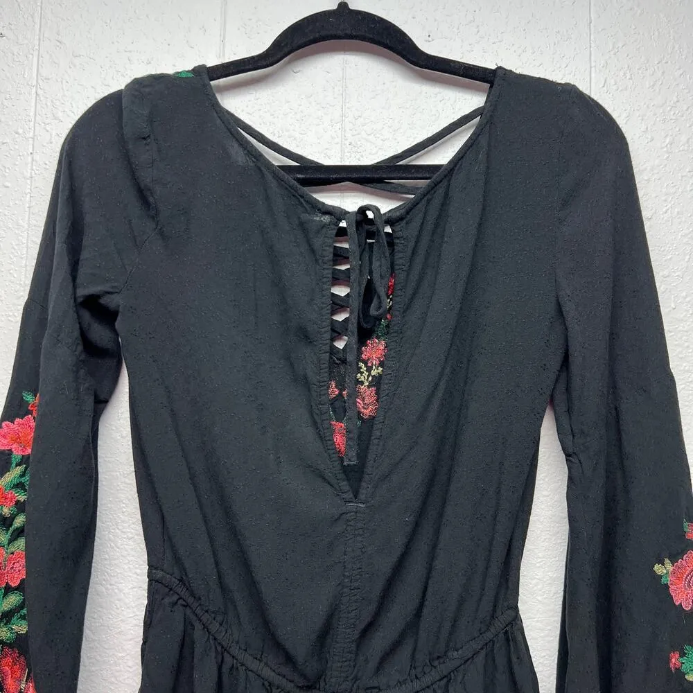 American Eagle Romper Womens Small Embroidered Dark Fairy Boho Festival Romantic - Image 8