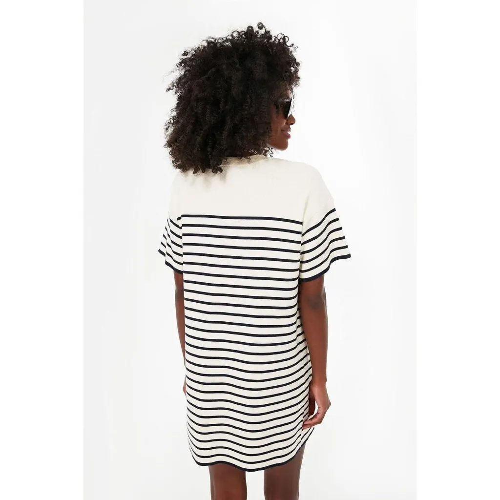 Tuckernuck Navy Striped Frenchie Knit Dress Small Cotton Nautical Classic White - Image 2