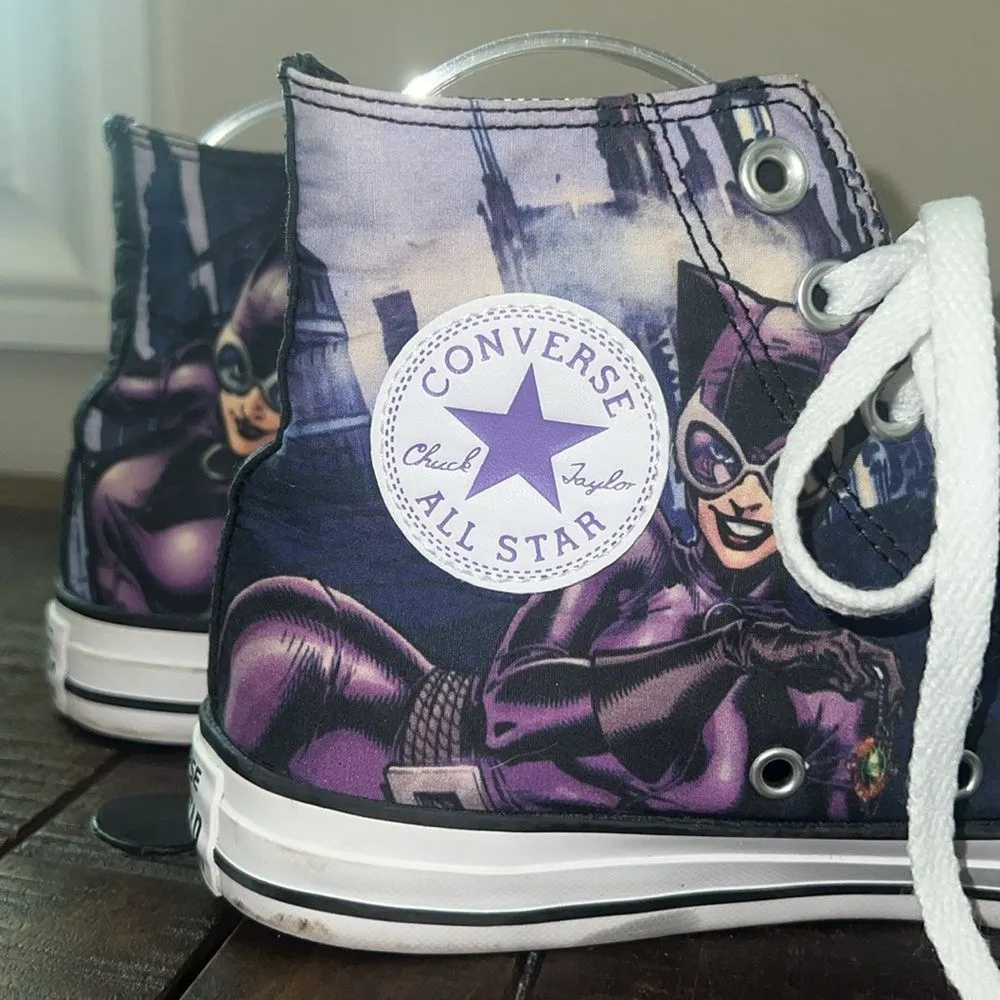 Converse CatWoman Comic High Top Sneakers Womens 8.5 Purple - Image 7