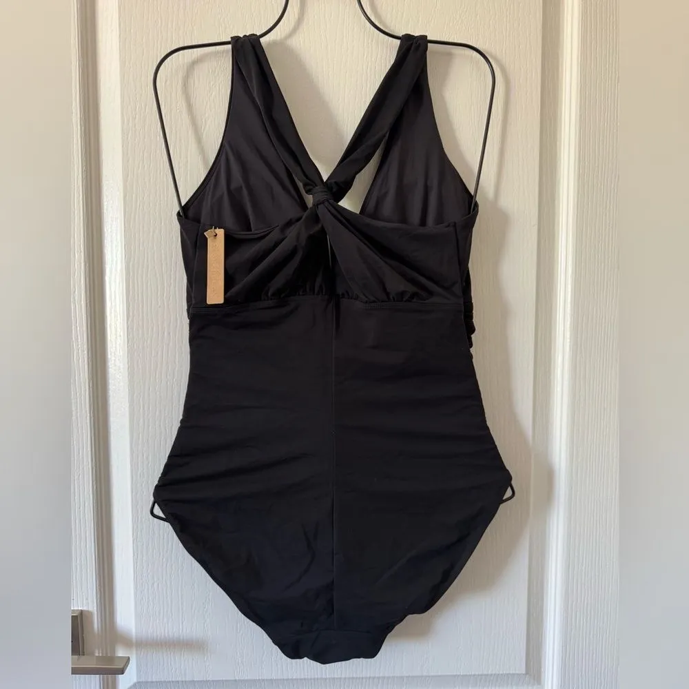 SHAPELLX Tummy Control Swimsuit Women Ruched V Neck One Piece Black M NWT Size M - Image 5