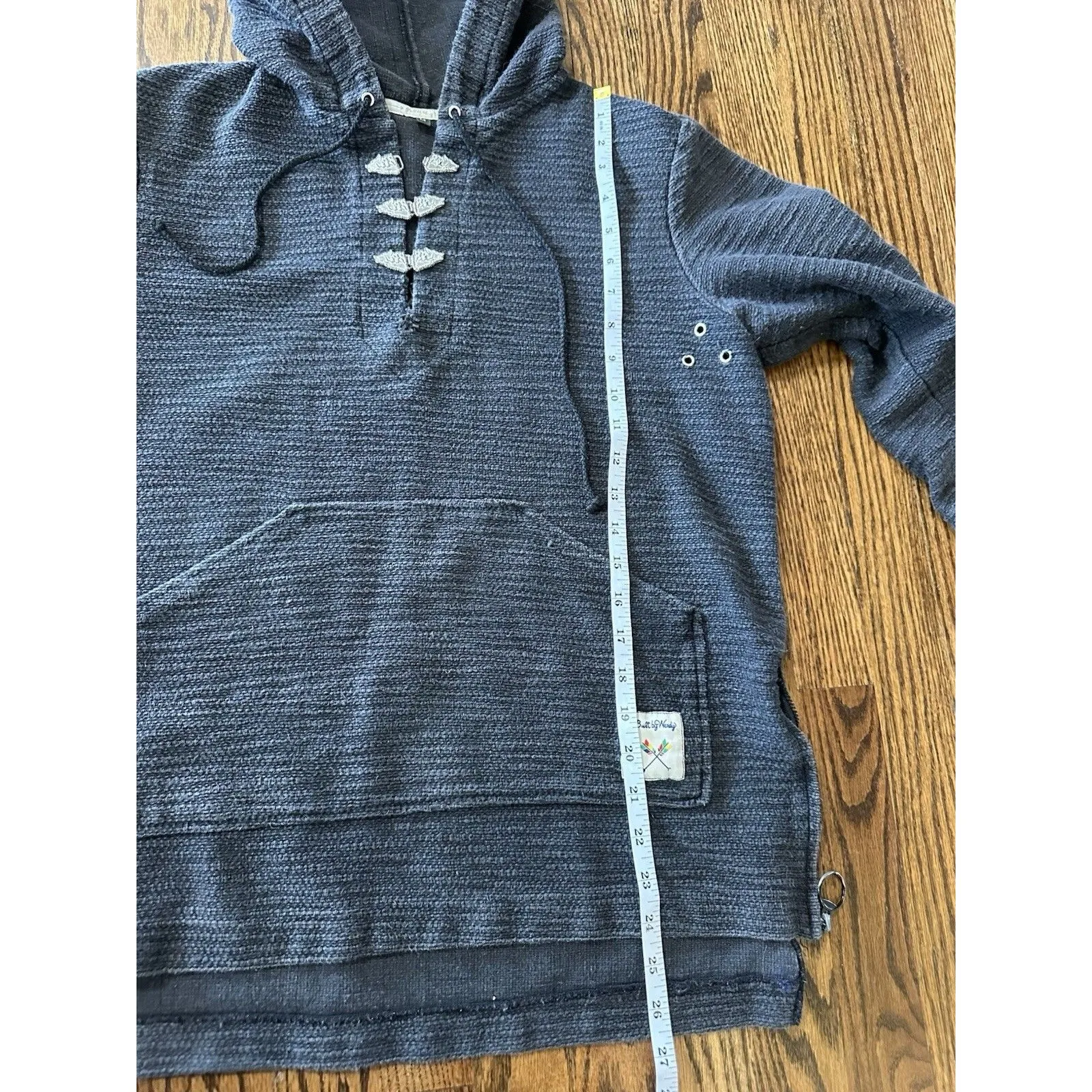 RARE Built By Wendy Y2K Dark Gray 100%‎ Cotton Hoodie Wolf Buttons Clasps Sz M Size M - Image 8