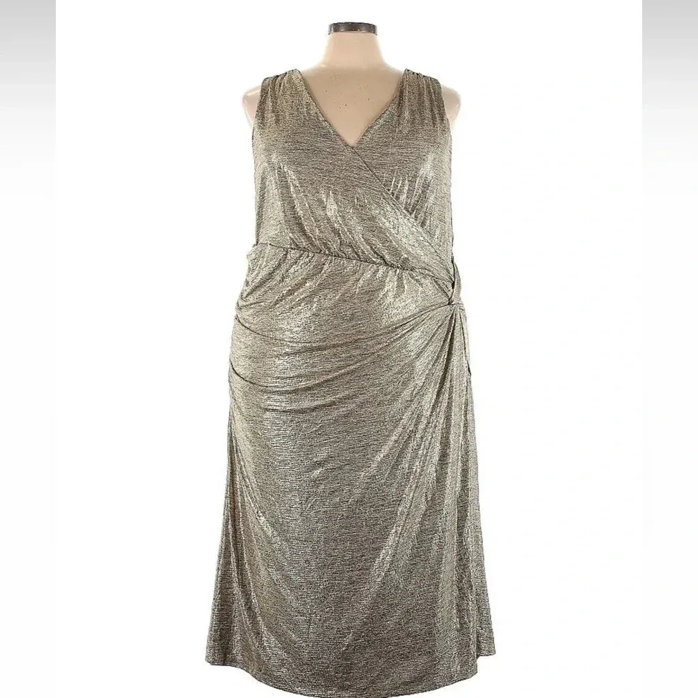Anthropologie Kari Metallic Shimmer Midi Dress Plus Size 3X - Like New! - Image 5