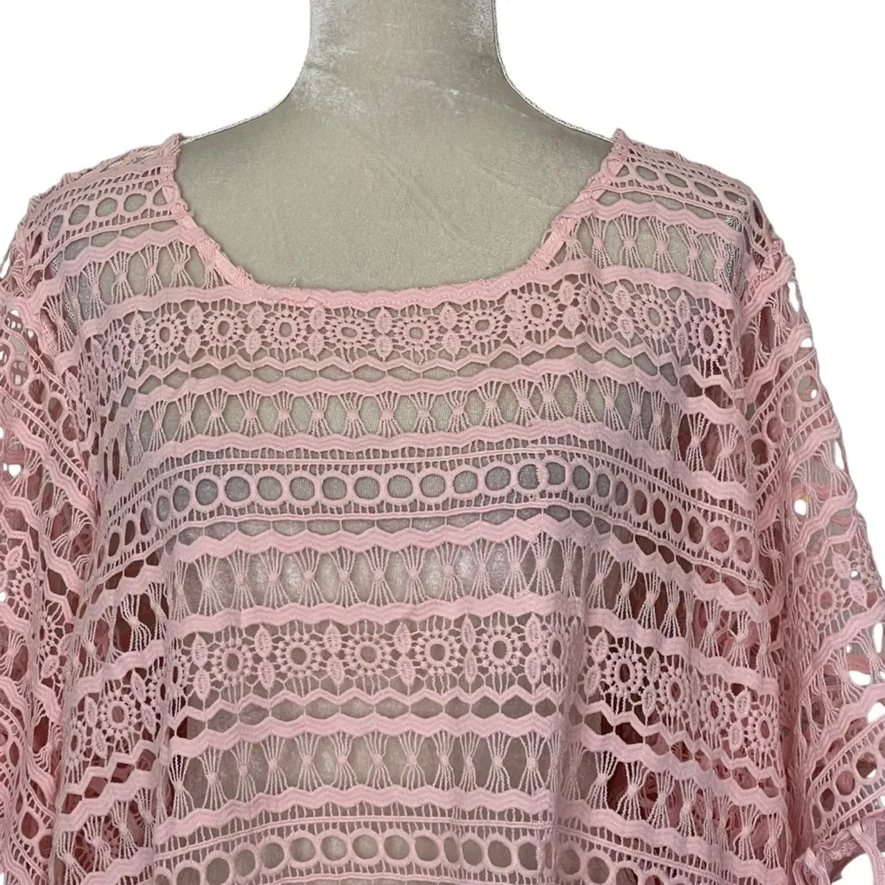 Lane Bryant Pink Crochet Top Women’s Plus Size 22/24 See Through Coverup - Image 2