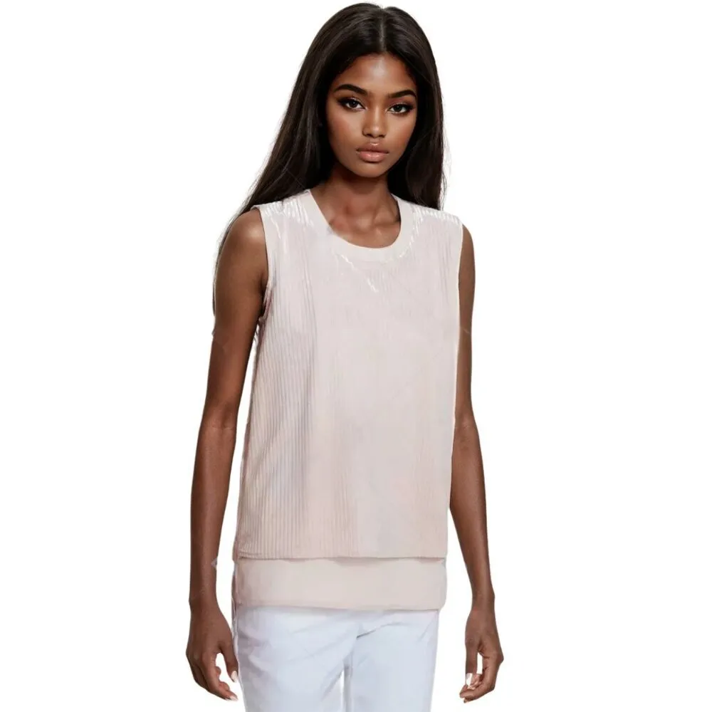 CALVIN KLEIN Pink Velvet Layered Look Tank Top NWT XS - Image 3