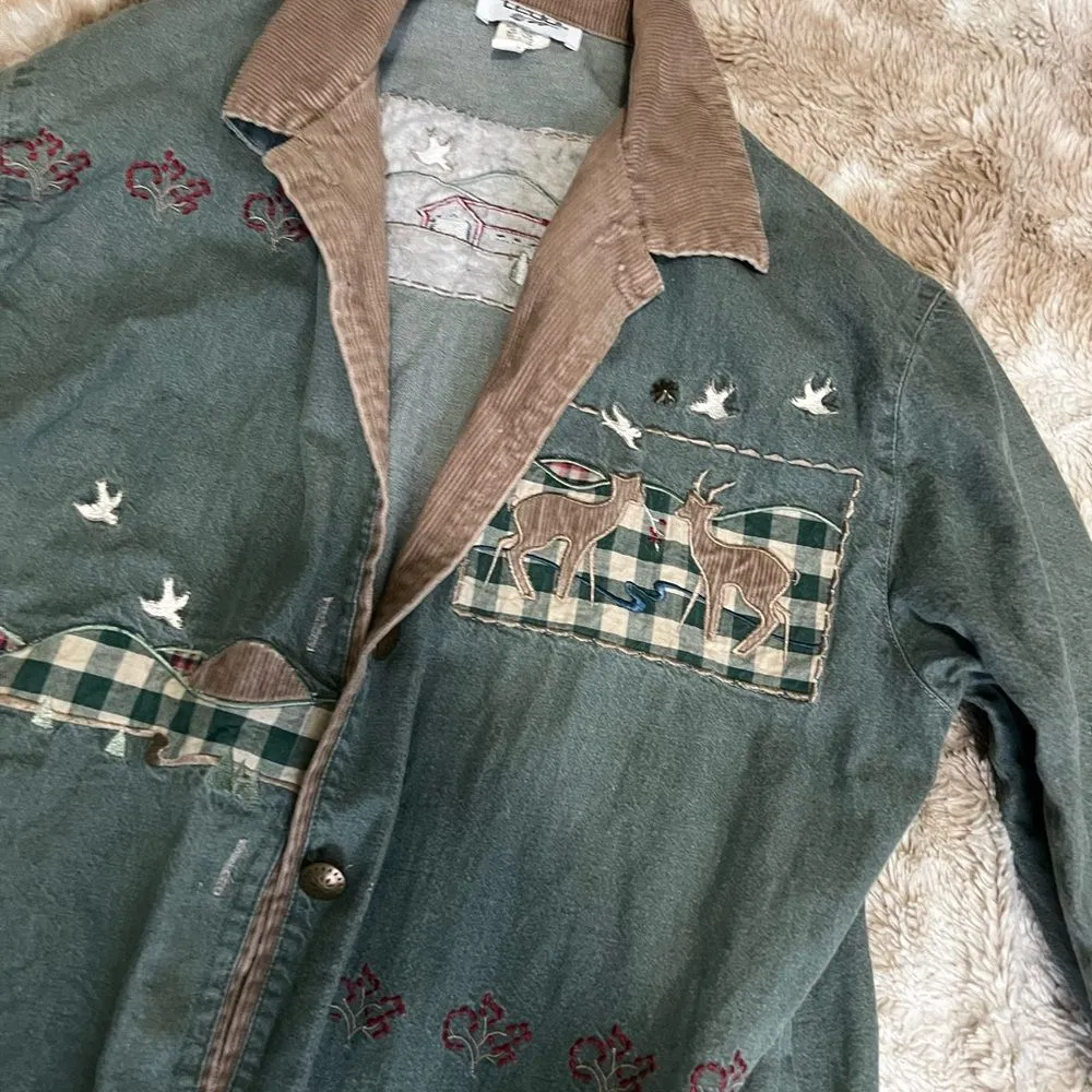 Vintage Embroidered Denim Shirt Size M - Image 6