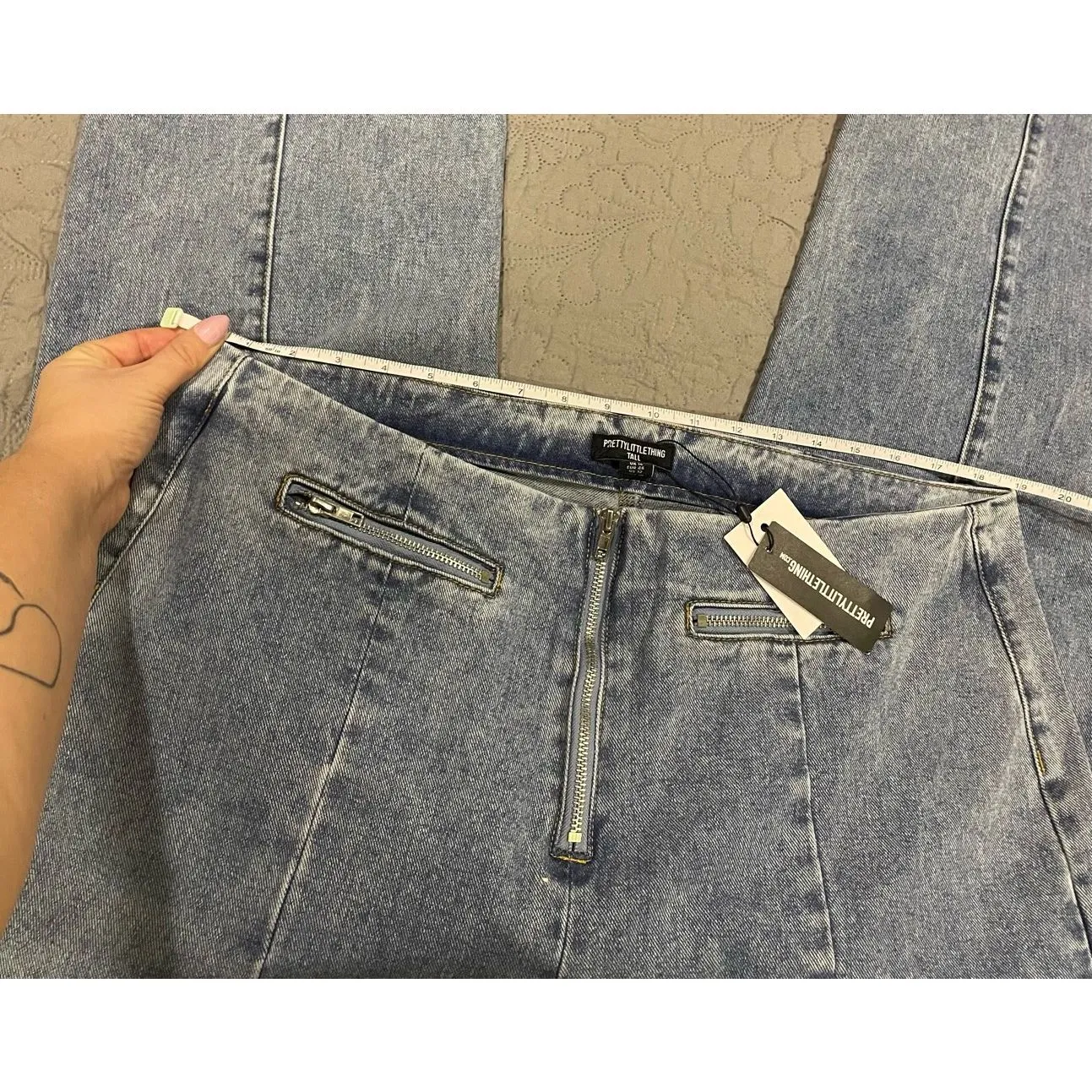 Pretty Little Thing Blue Wash 16 UK Tall Straight New Vintage Look Jeans - Image 9