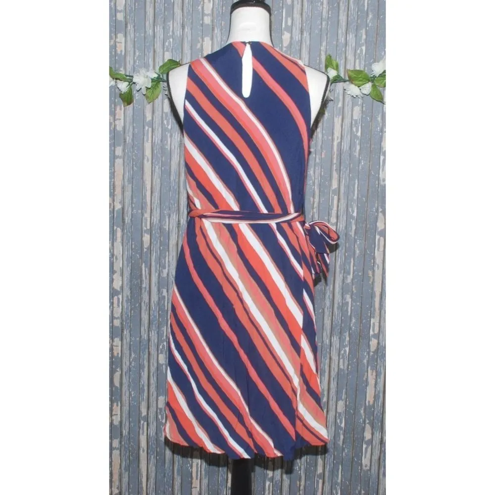 A Pea in The Pod Ladies Maternity Dress Size S Sleeveless Striped Belted Midi - Image 7