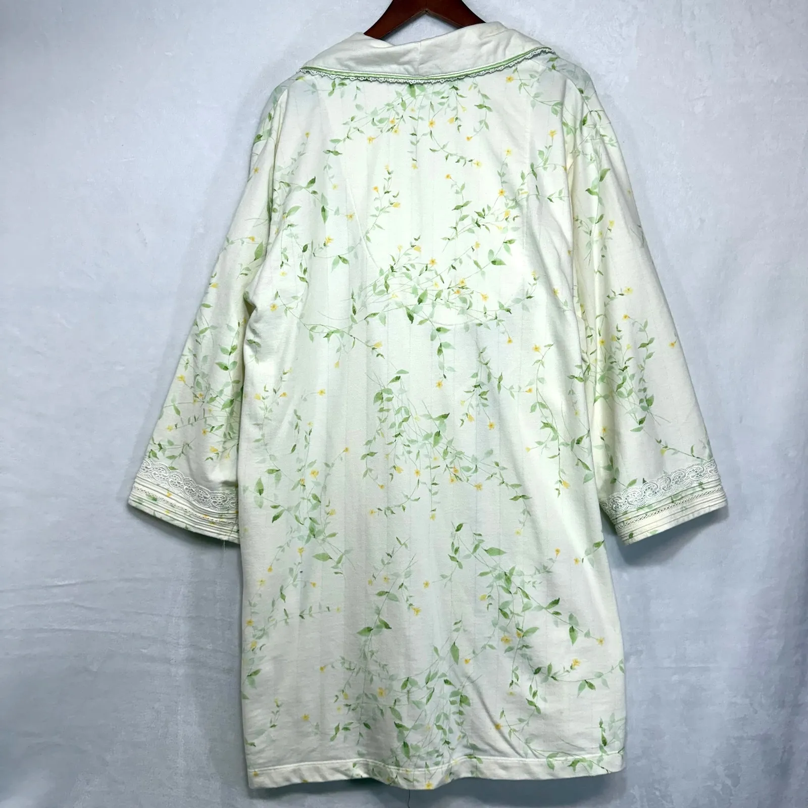 Vintage Y2K‎ Retro Earth Angels Large White Floral Embroidered Robe Tied Grandma - Image 5