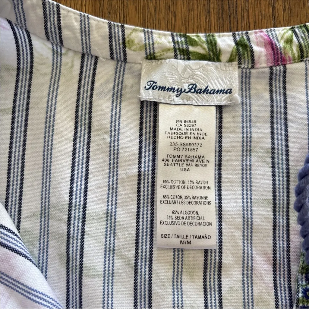 Tommy Bahama Floral Embroidered Tassel  Cotton Tiered Dress Size M Beach Resort - Image 7