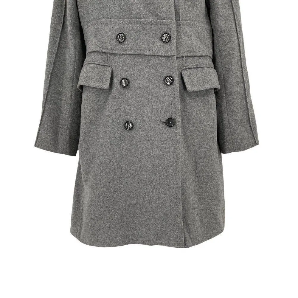 Zara Double Breasted Wool Blend High Collar Pea Coat Small - Image 56