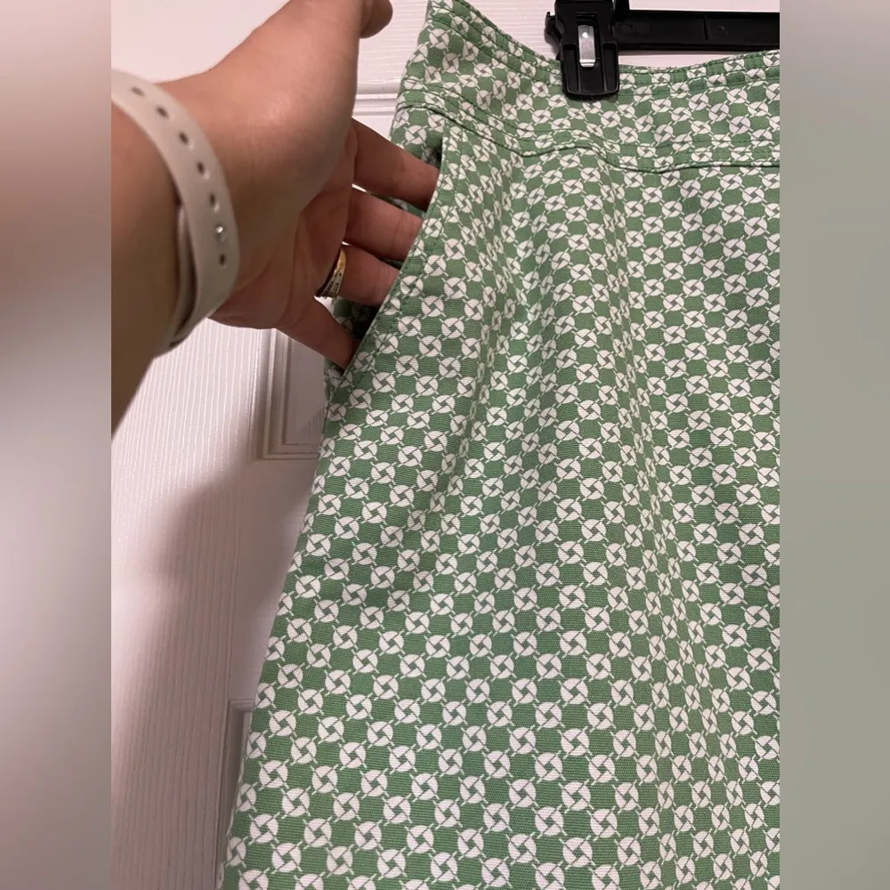 Talbots Women’s Green & White patterned Lined Skirt Heavyweight Cotton Size 14 - Image 2