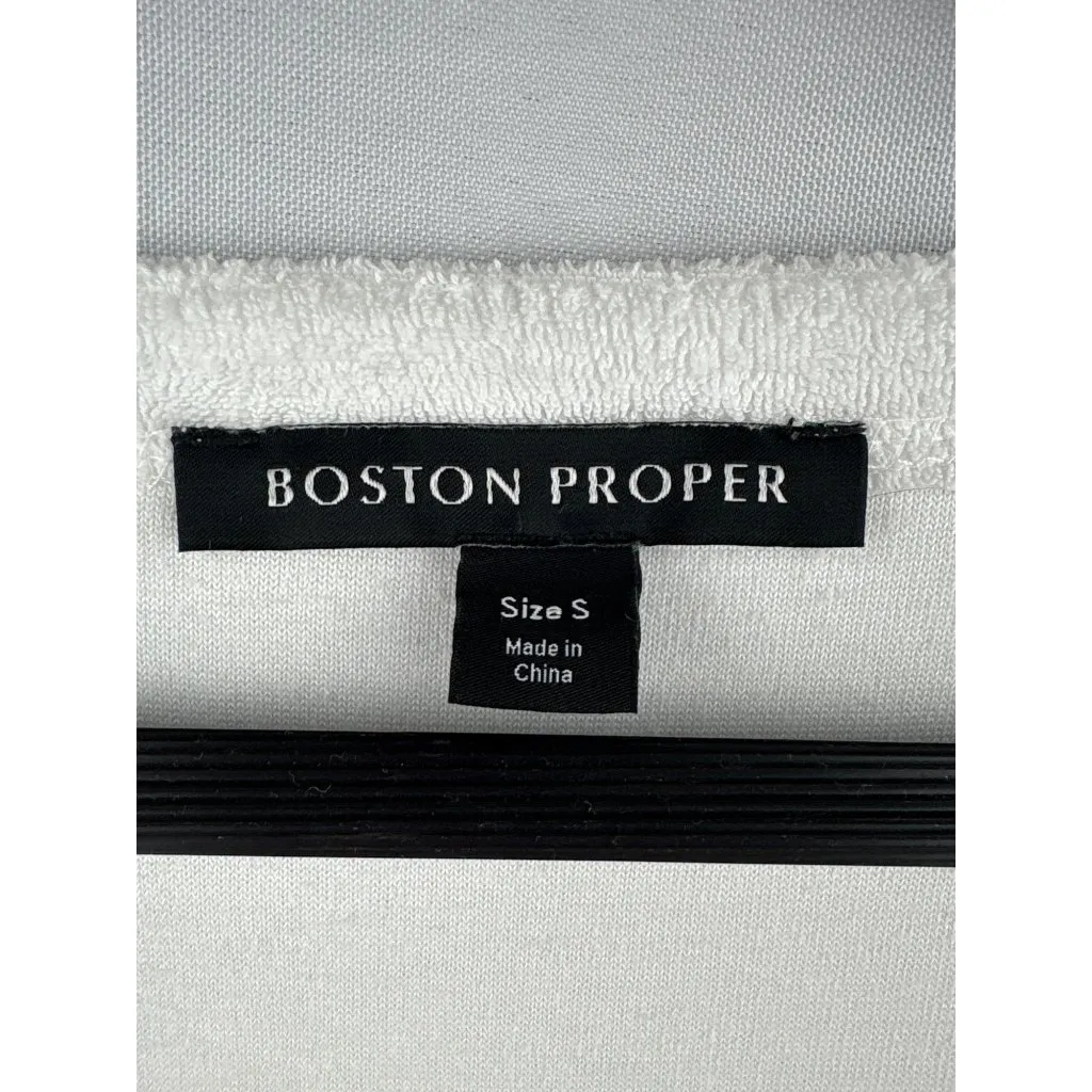 Boston Proper Womens White Terry Cloth Short Sleeve Dress Size S - Image 3