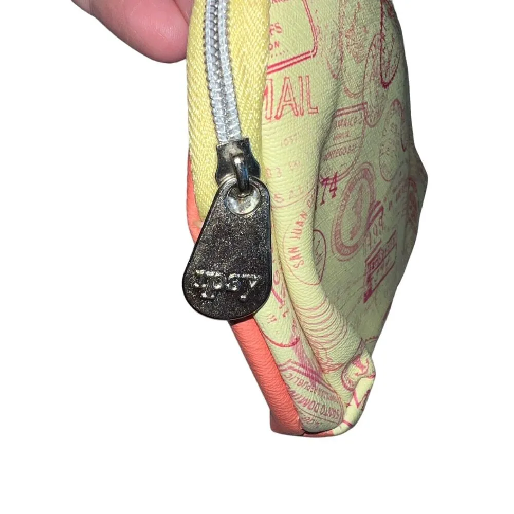 Ipsy Womens Small Zip Cosmetic Makeup Travel Bag Pouch Passport Stamp Design - Image 3