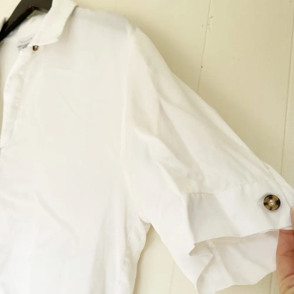 TOPSHOP White Button Down Tie-Front Shirt Size 8 - Image 4