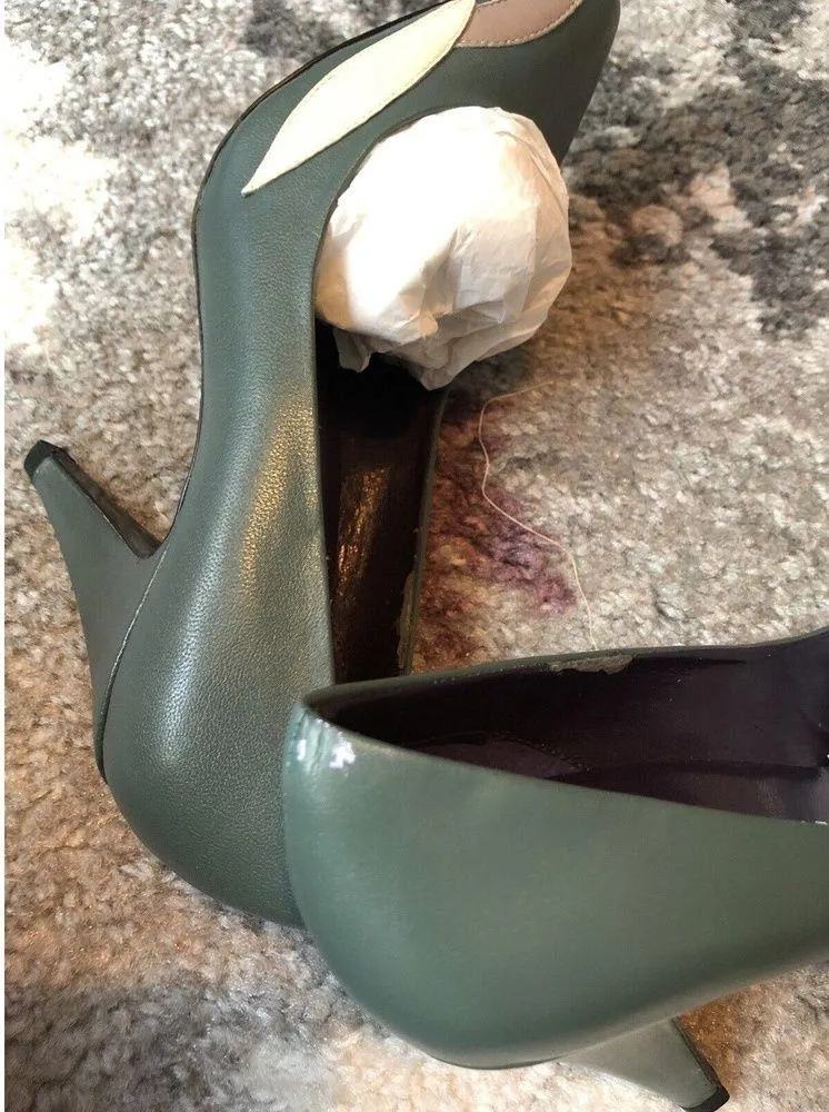 Kathryn Amberleigh Women’s Pumps Green Leather Size 6M #I4 - Image 4