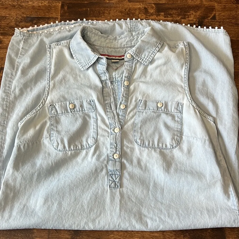 TOMMY HILFIGER Chambray Denim Shirtdress Size Small - Image 7