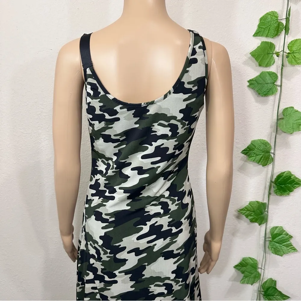 Camouflage Camo Punk Asymmetrical Dress Green Size M - Image 6