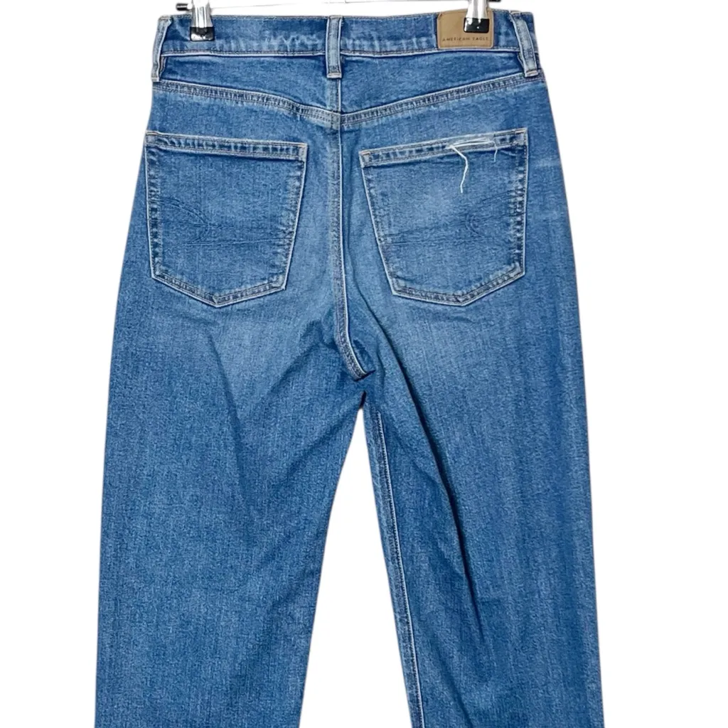 American Eagle Super High Rise Baggy Straight Jeans Size 00 Blue Y2K Casual - Image 6