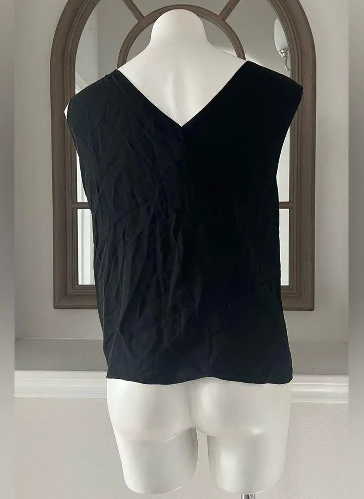 Theory Asymmetric Classic Silk Georgette Black Top, Size S New w/Tag Retail $275 - Image 7