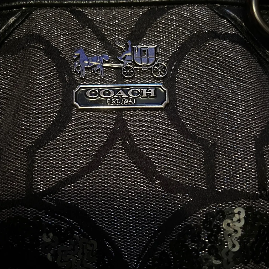 Coach Elegant Black Sequin Handbag - Image 8