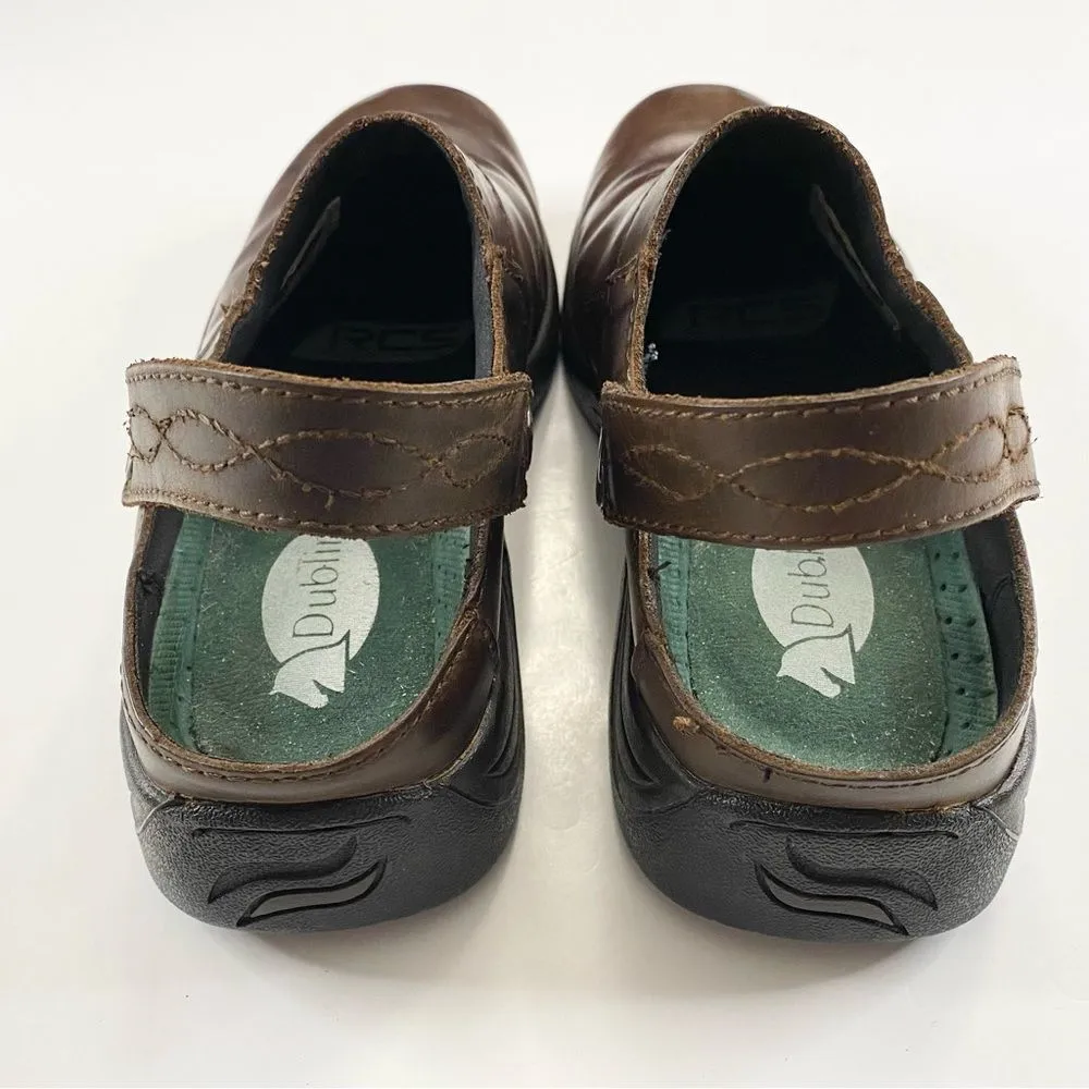 Dublin Riding Clogs Brown Leather Sz 7 Strap Equestrian Mules Slip On Comfort - Image 5