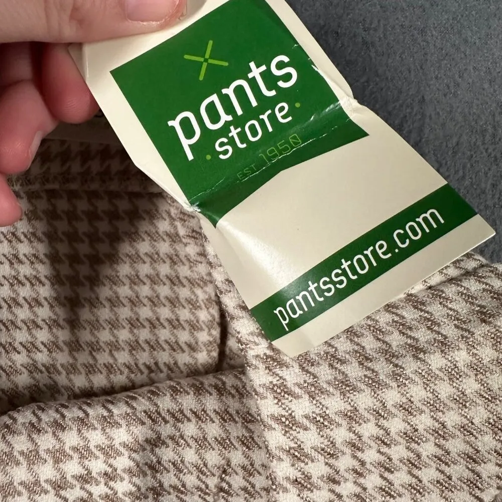 Pants Store Womens Small Beige Houndstooth Print Faux Wrap Skirt Skort NWT White - Image 4