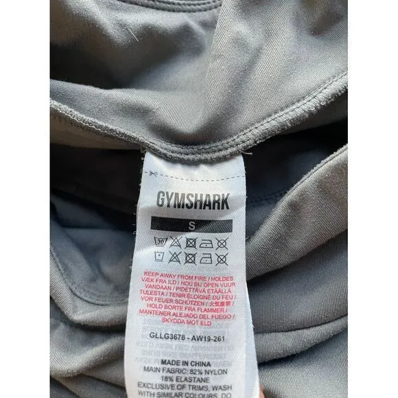 Gymshark High-Waisted Athletic Leggings with Side Pockets‎ Workout Gray S - Image 7