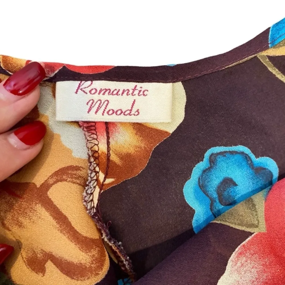 Vintage Floral Slip Dress V Neck Spaghetti Strap Mini - Image 11