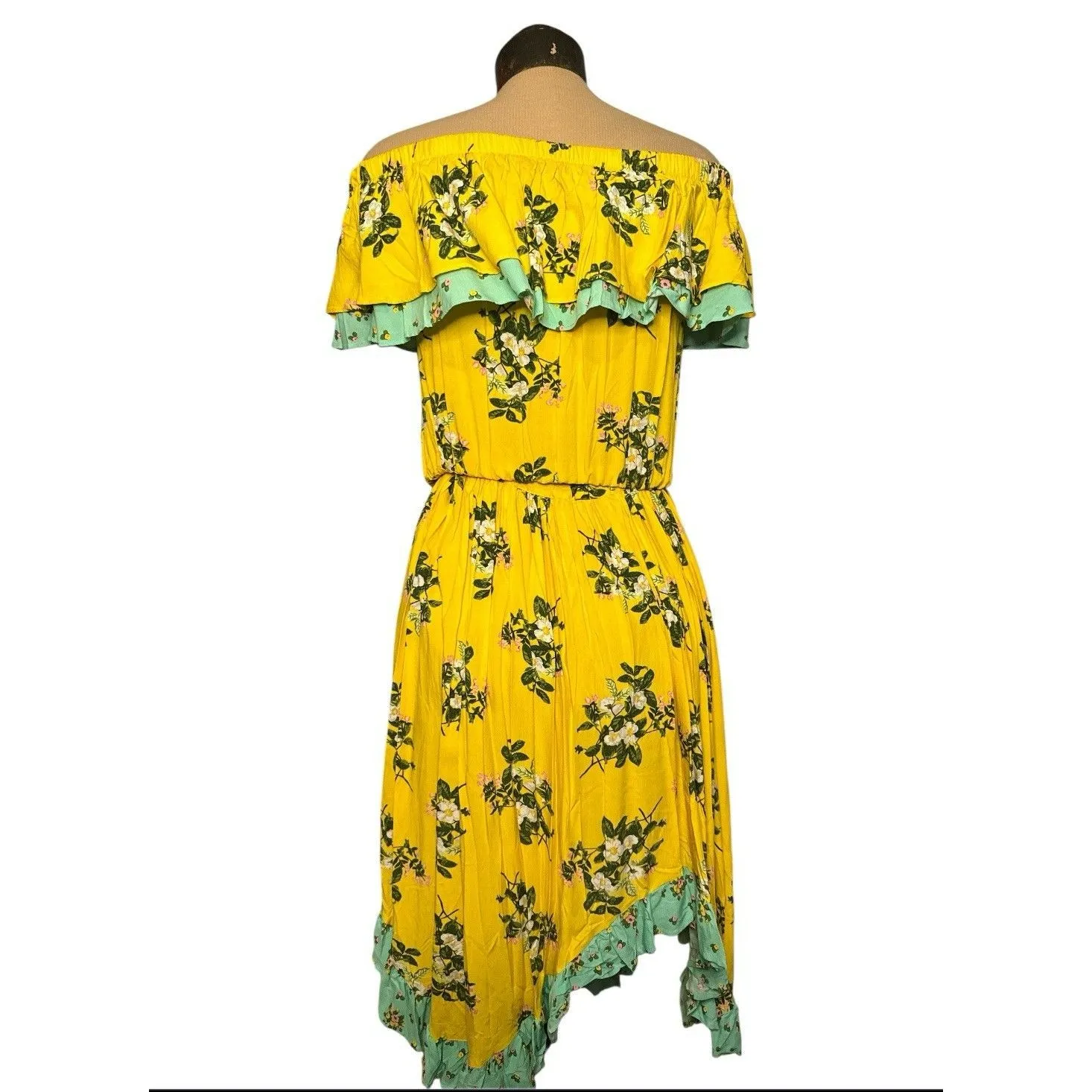 Matilda‎ Jane Dress Sz S Hooked on a Feeling Yellow Off Shoulder Boho Floral - Image 4