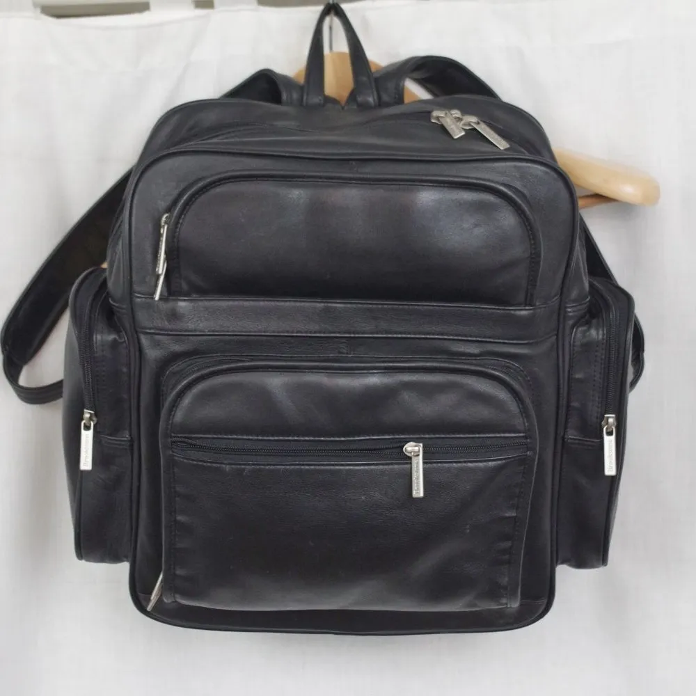 Unisex Black Leather Backpack - Image 9