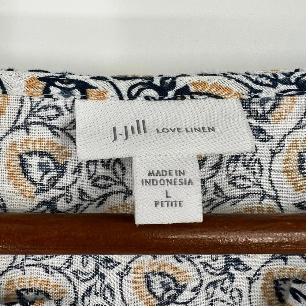 J. Jill 100% linen Sleeveless Tunic Top elephant floral print boho large petite - Image 6