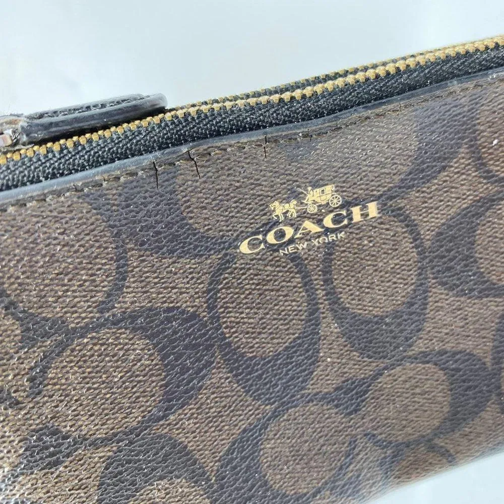 COACH Dark Brown Leather Wristlet - Image 3