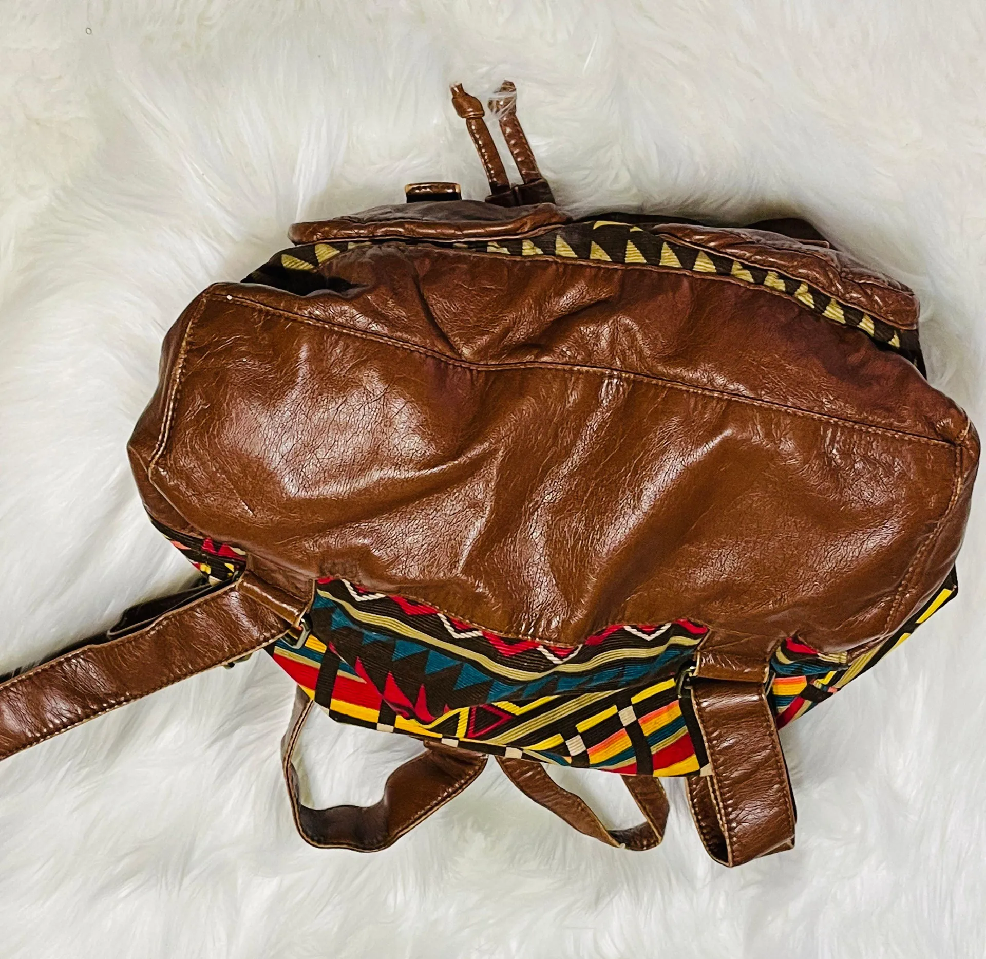 Mudd Boho Tribal Aztec Canvas Backpack - Image 5