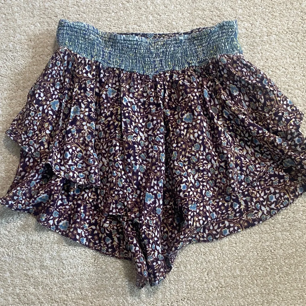 Free People Multicolor Floral Ruffle Shorts - Image 4