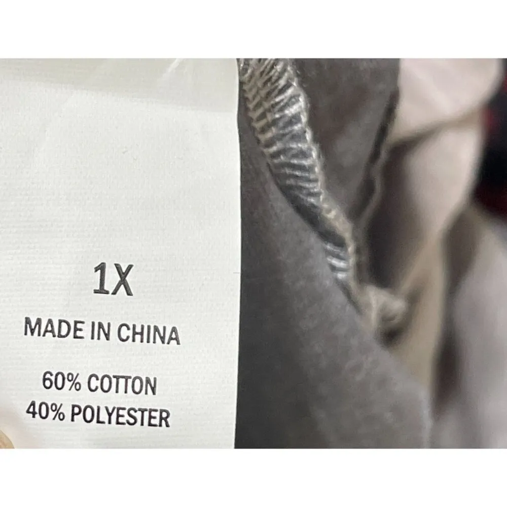 New Falls Creek Ruffle Hem Top Scoop Neck Ombre Grey Size 1X Cotton Blend - Image 6