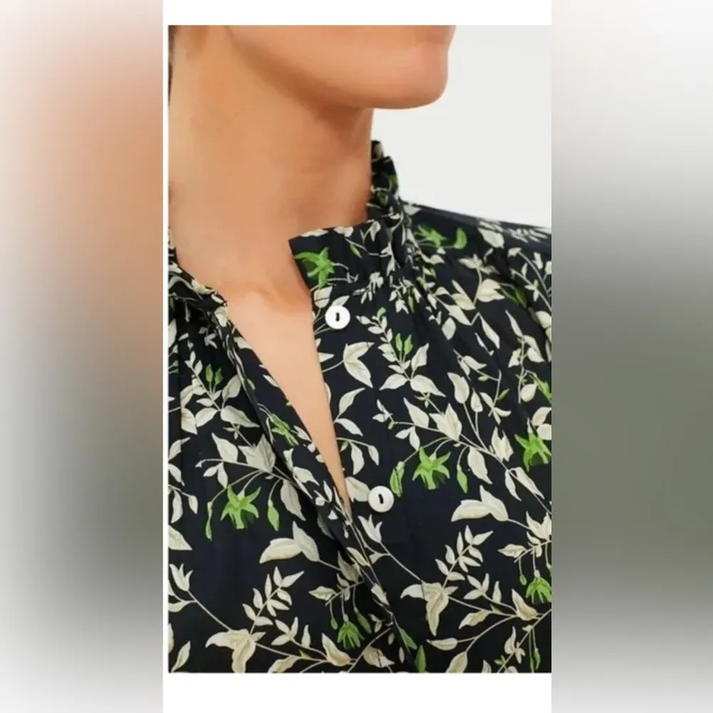 Tuckernuck Avalon Blouse XXS NWT Black Verdant Iris Floral Cotton Long sleeve - Image 2