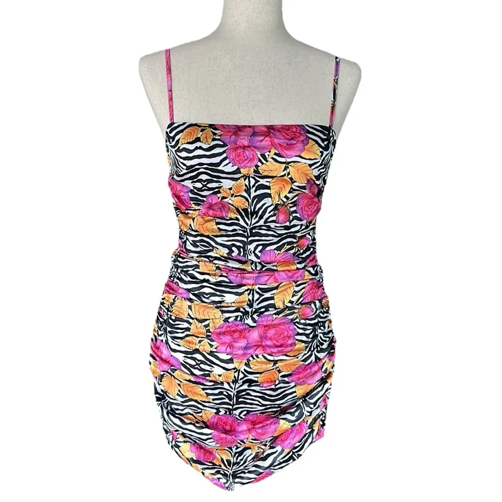 Akira flowered bodycon side ruching mini dress - Image 10