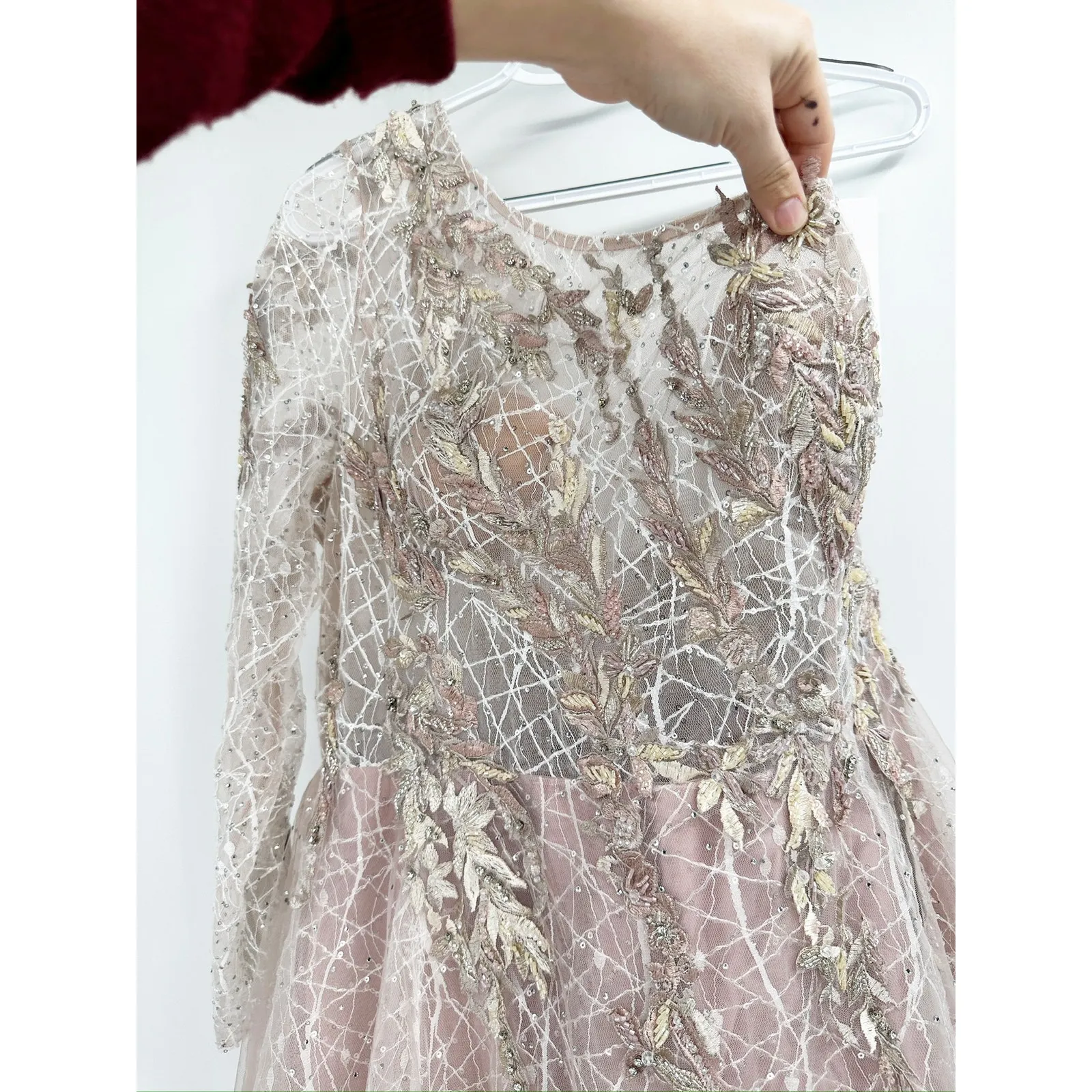 Mac Duggal 20232 Embroidered One Shoulder Bodice Dusty Rose Ballgown Size 16 - Image 5