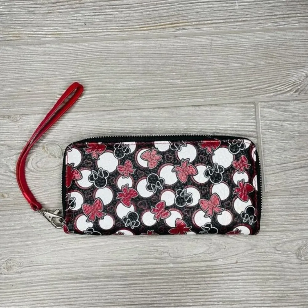 Disney Parks Minnie Mouse Black Wallet "Minnie Loves Dots" Wristlet purse bag ca - Image 2