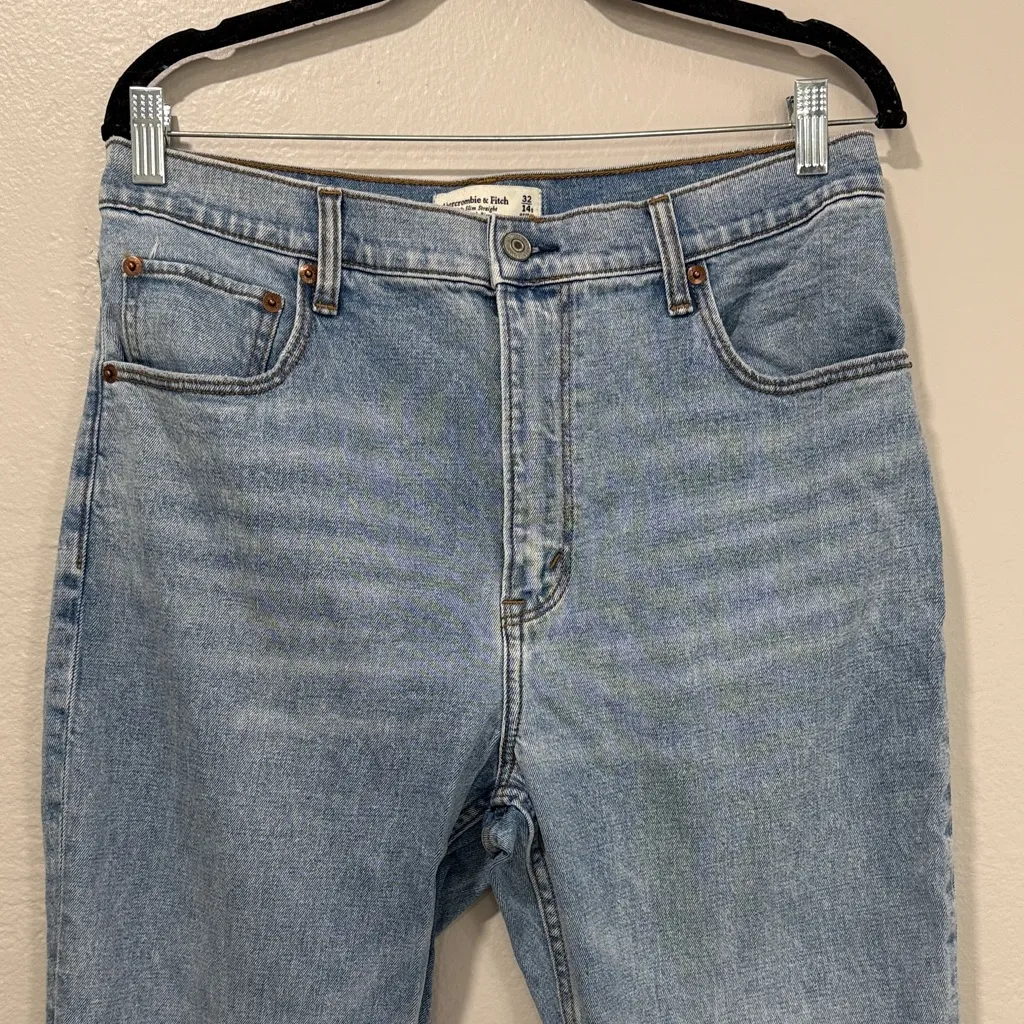 Abercrombie & Fitch the 90’s Blue Slim Straight ultra high rise Jeans 32/14S - Image 3