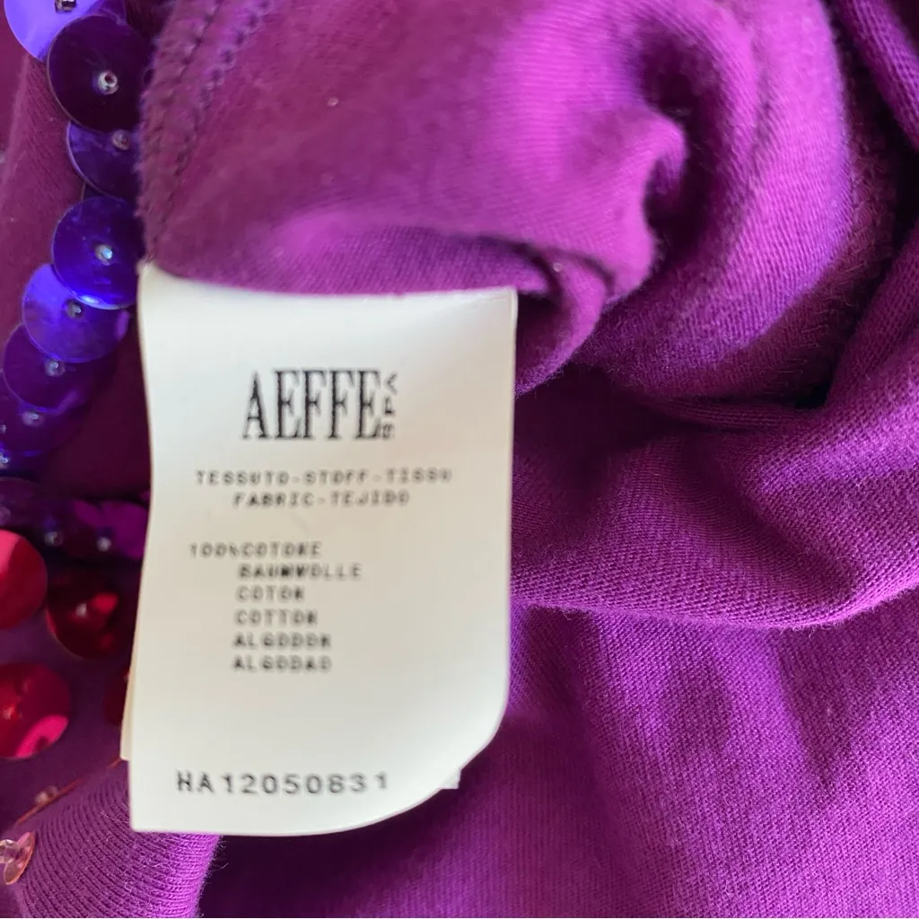 Moschino Cheap And Chic NWTs Purple Sequin Peace Sign Embellishment Top size 14 - Image 4