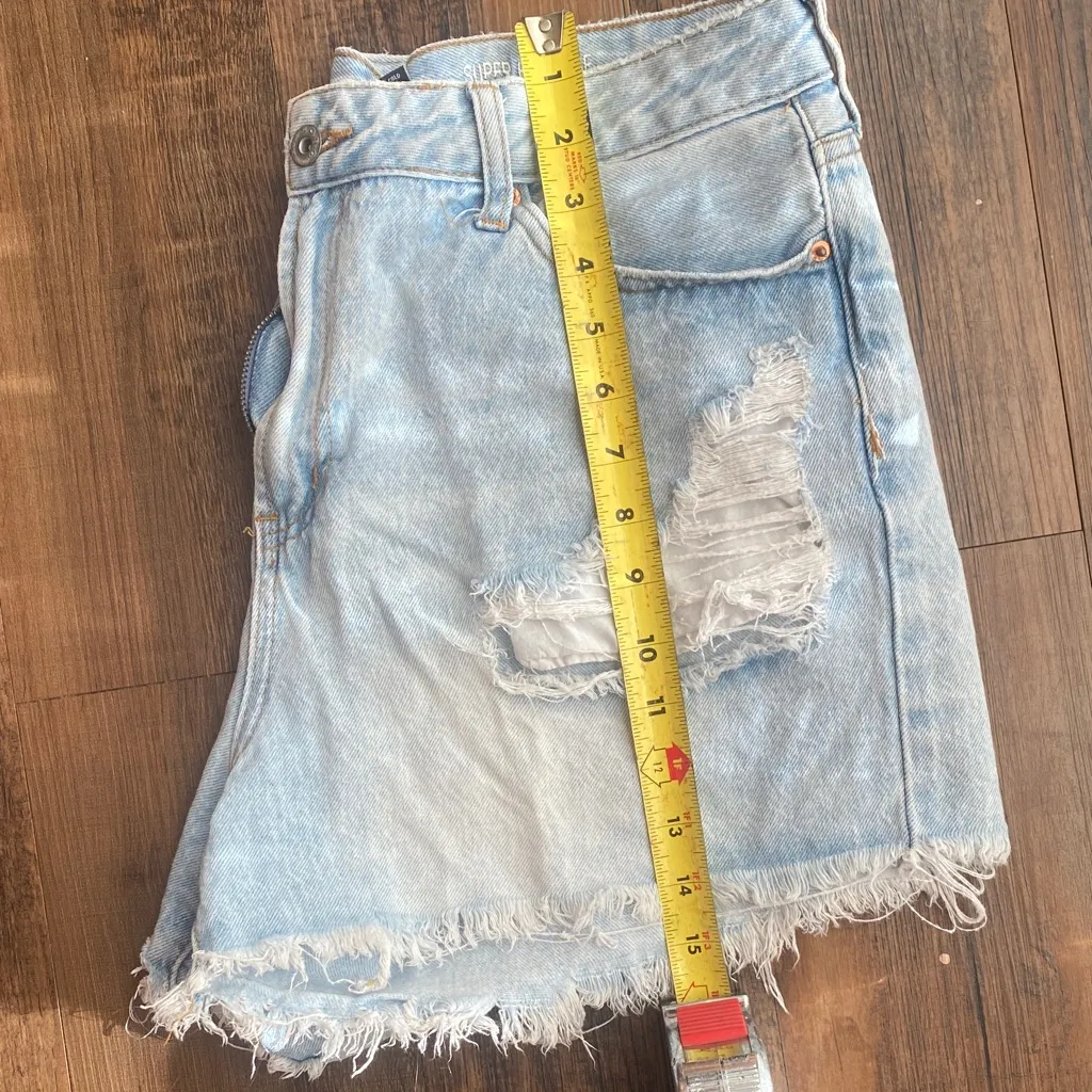 SONG Light Blue Distressed Jean Shorts Size 13 - Image 5
