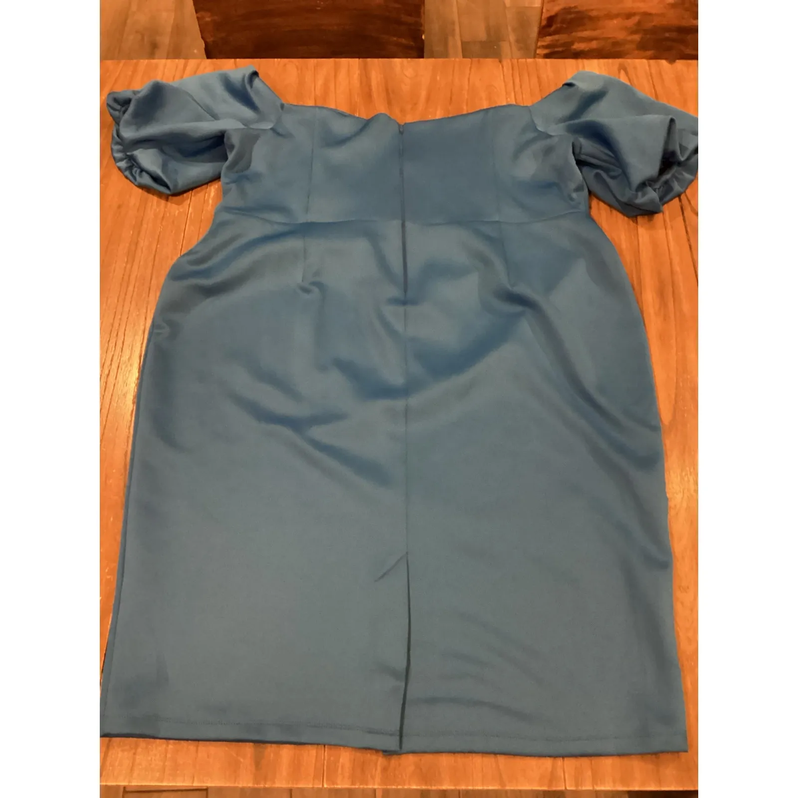 Asos Curve Blue Scuba Puff sleeve bardot knee length cocktail dress NWT size 24 - Image 11