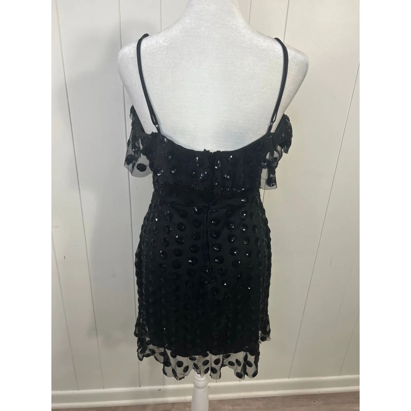 Altar'd State Sparkle Polka Dot Cocktail Party Dress in Black. Size M - Image 5