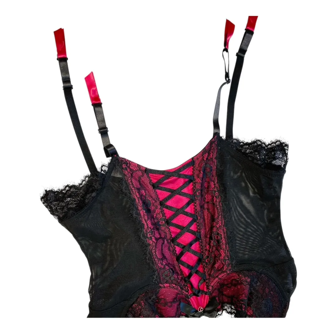 LOVEHONEY Lace Up Bustier Corset Black Size 2X - Image 4