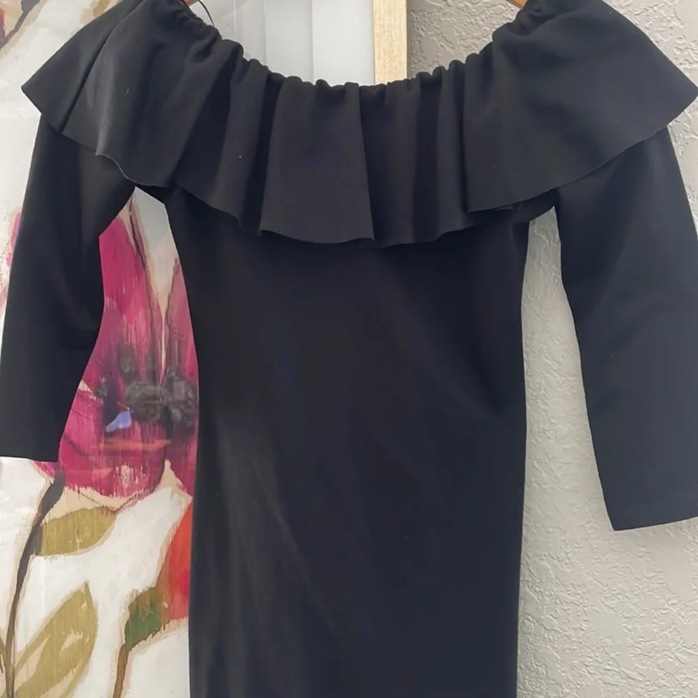 Zara Trafaluc Black Ruffle Off Shoulder Dress - Image 2