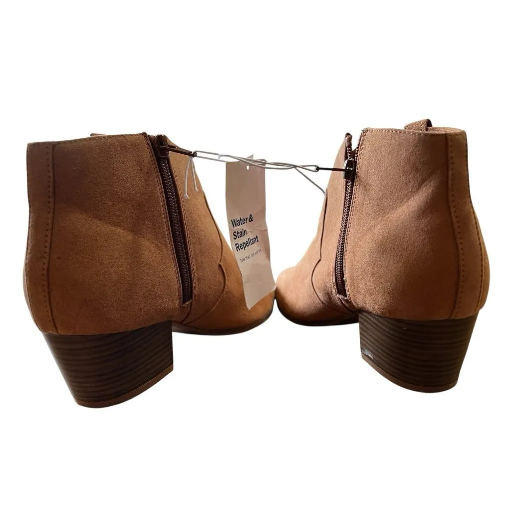 Old Navy Faux-Suede Booties for Women Tan‎ Size 7 NWT Water & Stain Repellant - Image 3