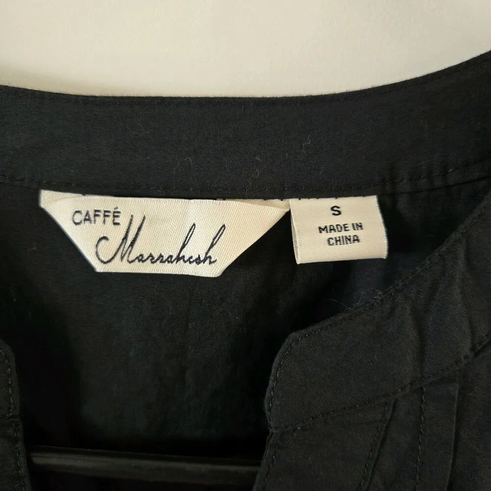 Caffe Marrakesh Club Resort V Neck Tunic Shirt NWT Women’s Size Small Pintuck Black - Image 5