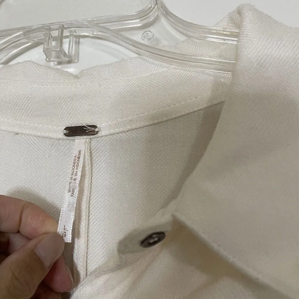 Free People ivory button down long sleeve collared popover tunic shirt Large - Image 2